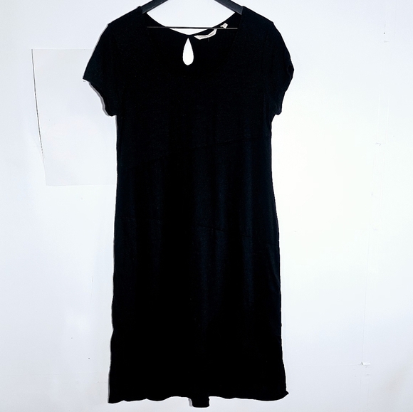 Soft Surroundings Cotton Black Layered Hem Short Sleeves T-Shirt Dress Size M - Picture 1 of 9